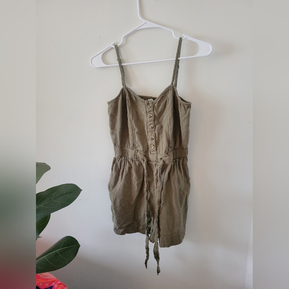 Aerie Green Jean Romper